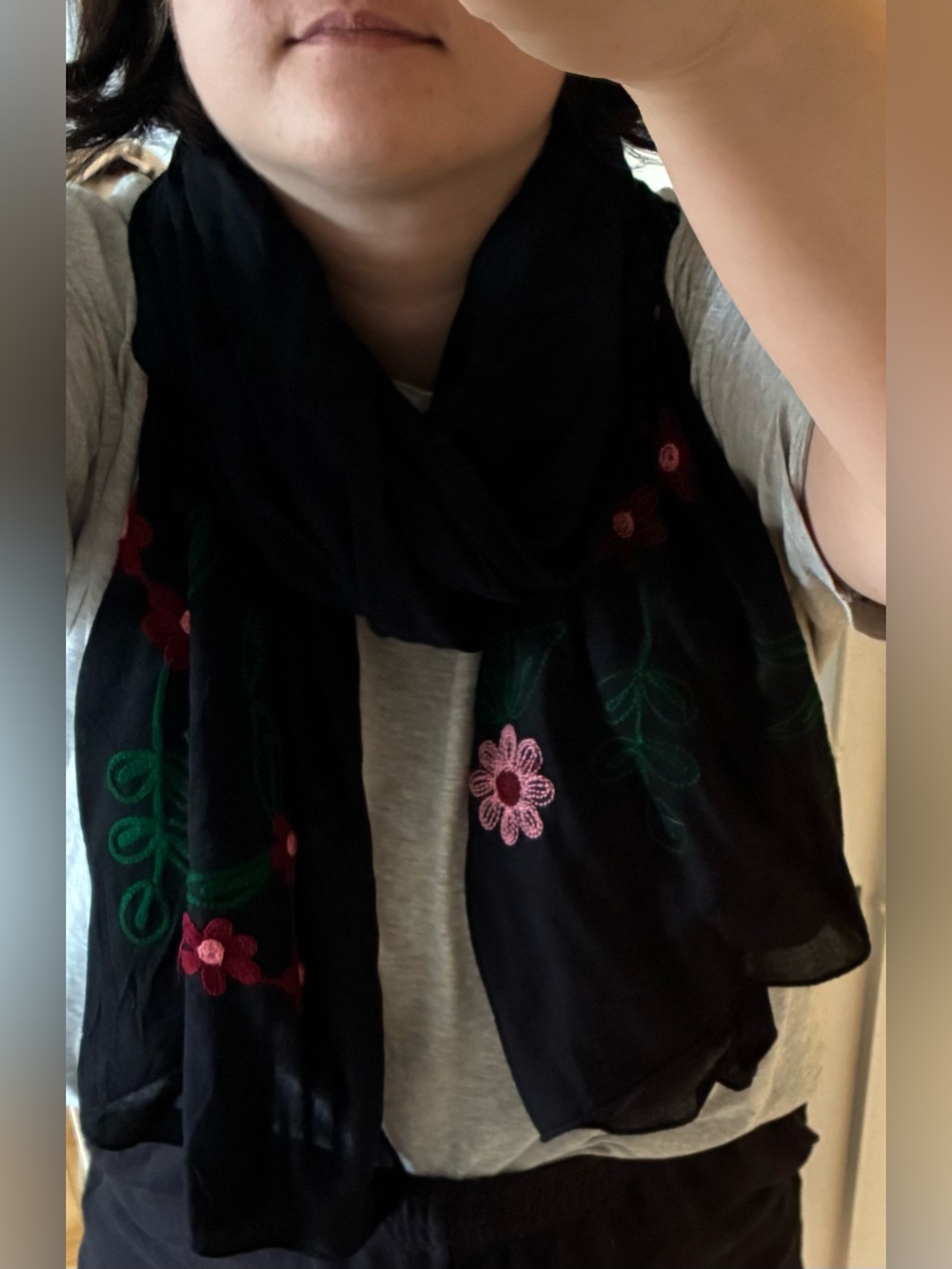 Juicy Couture black embroidered floral scarf - Picture 5 of 7